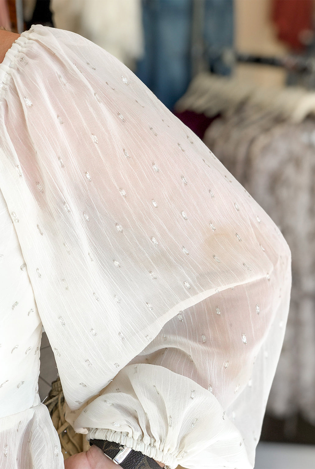 Off White Shimmer Blouse