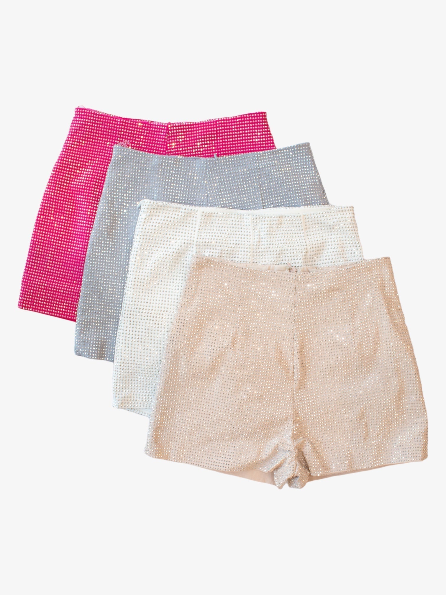 Tan Rhinestone Zip Shorts