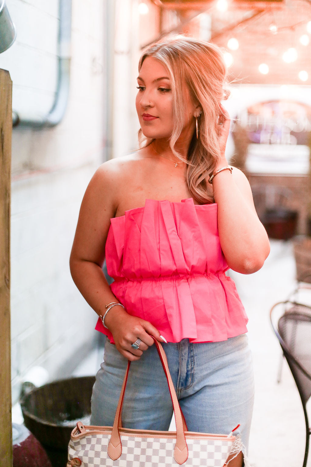 Pink Ruffle Tube Top