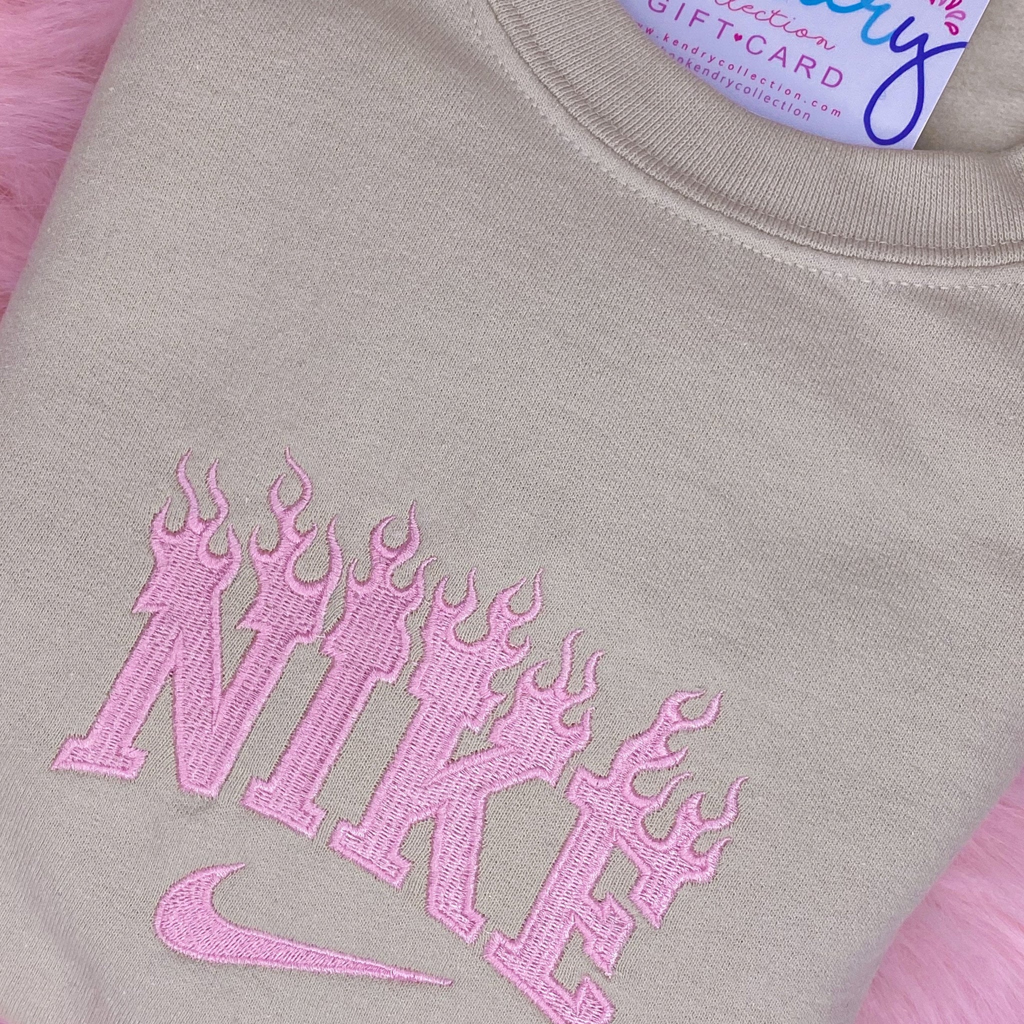 Pink and Tan Flame Burns Crewneck Sweatshirt