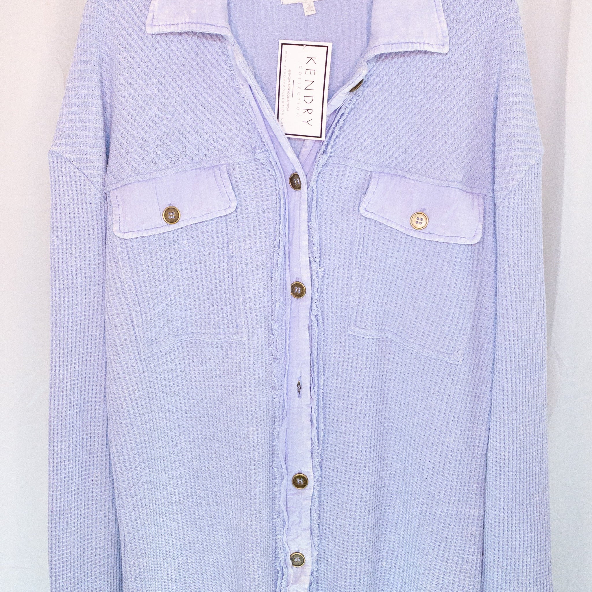 Powder Blue Thermal Button Down Shacket