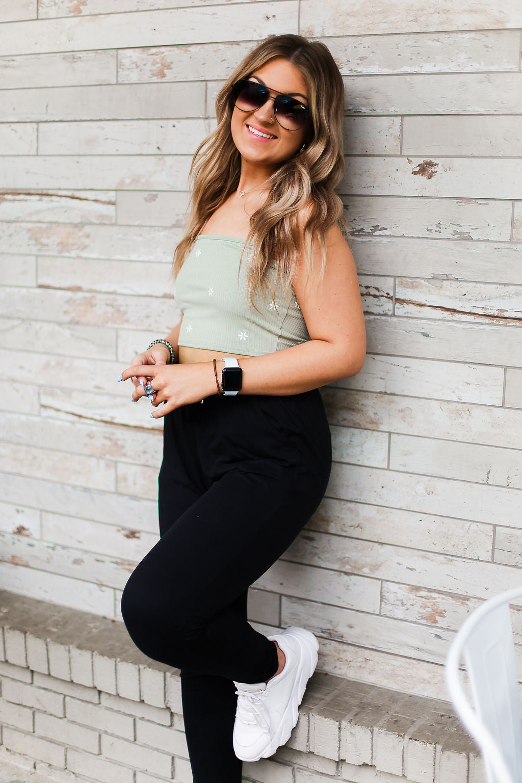 Sage Green Daisy Knit Tank Top