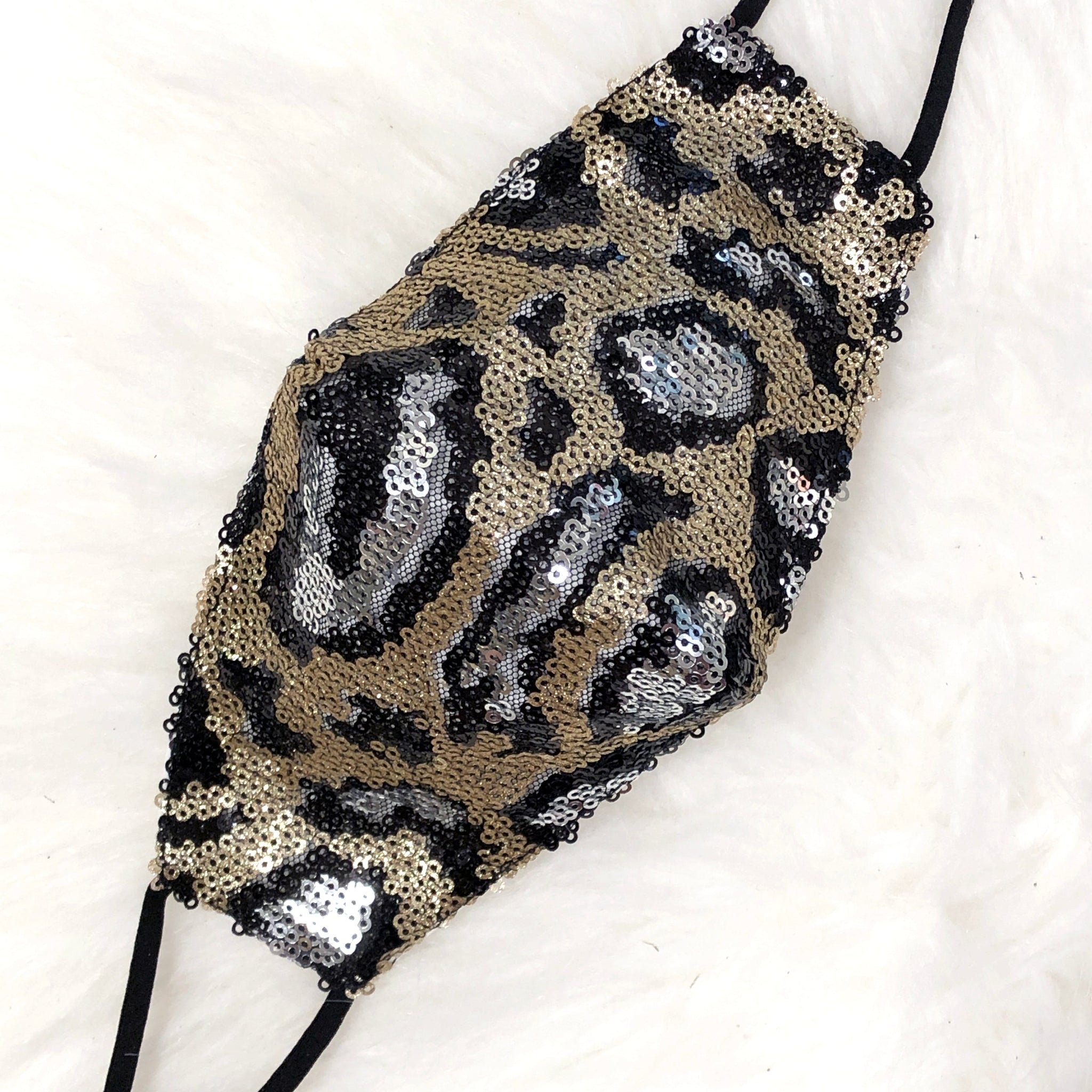 Silver Leopard Sequin Face Mask
