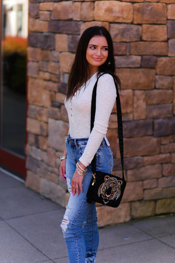 Tiana Designs Beaded Box Purse - Black Tiger