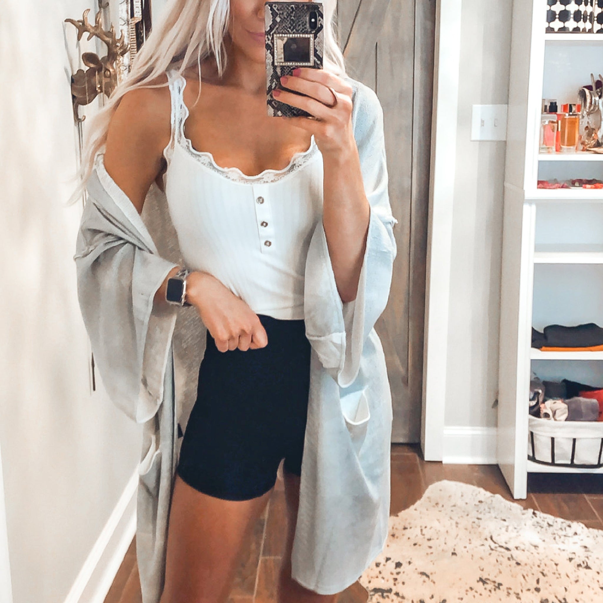 Lace Trim Button Up Tank