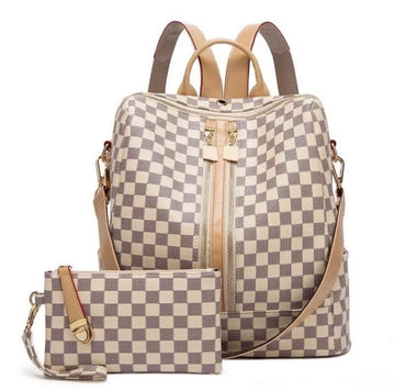 White Checkered Book Bag