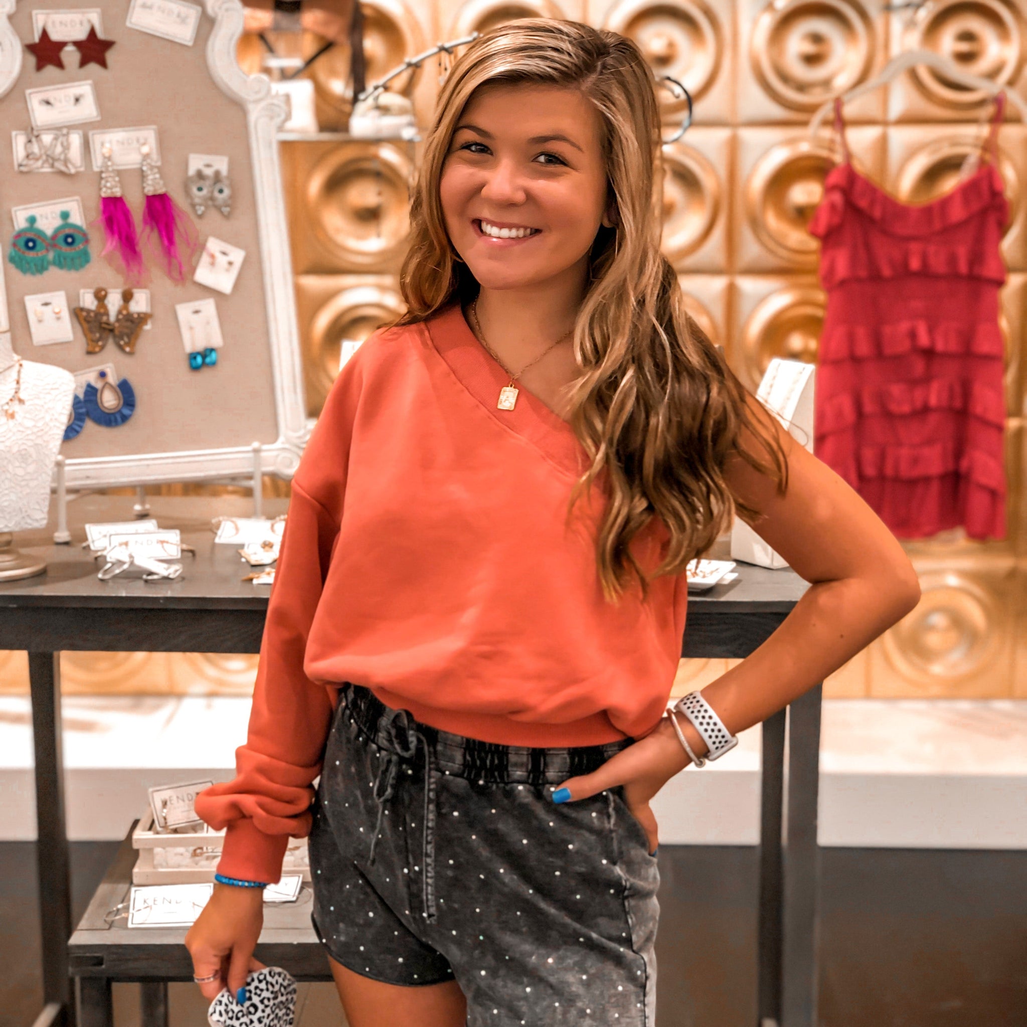 One Shoulder Sweatshirt - Clay